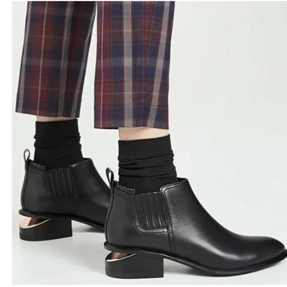 Alexander Wang Leather Chelsea Ankle Black Boots silver Heel size 36 - Picture 3 of 12